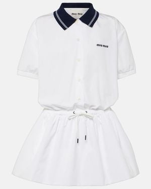 Miu Miu Logo Cotton Polo Dress - White
