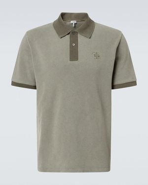 Loewe Anagram Cotton Pique Polo Shirt - Green