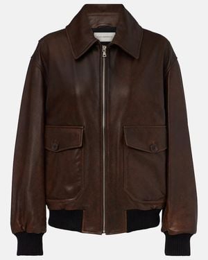 Nour Hammour Anton Leather Blouson Jacket - Brown