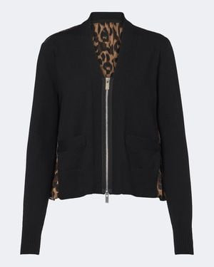 Sacai Cardigan En Mezcla De Algodon Estampado Con Paneles - Negro