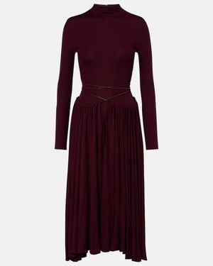 Alaïa Gathered Midi Dress - Purple