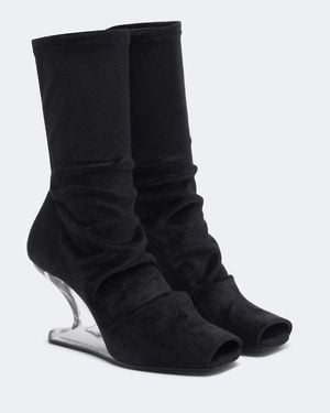 Rick Owens Cantilever Velvet Jersey Ankle Boots - Black