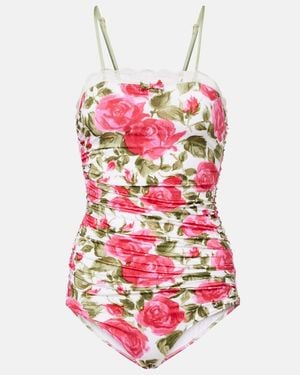 Chloé Body Floral Fruncido Con Encaje - Rojo
