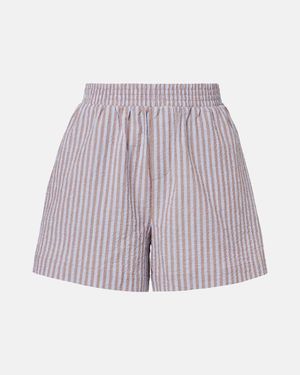 Varley Darina Seersucker Striped Cotton Shorts - Purple