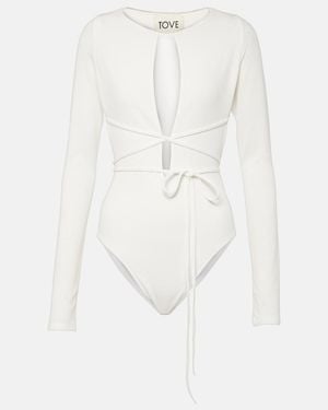 TOVE Jennifer Cutout Crepe Jersey Bodysuit - White