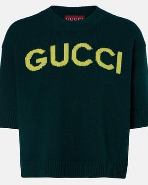 Gucci Oberteil Aus Weicher Wolle Mit Intarsie, Größe - Grün