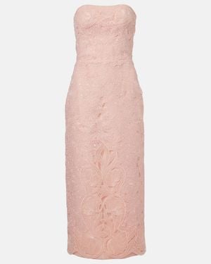 Costarellos Jillie Embroidered Organza Bustier Gown - Pink