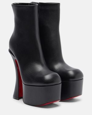Christian Louboutin Aquabootie 160 Leather Platform Ankle Boots - Black