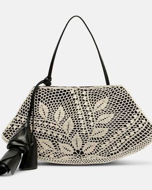 Magda Butrym Maya Small Crochet Leather-Trimmed Shoulder Bag - Black