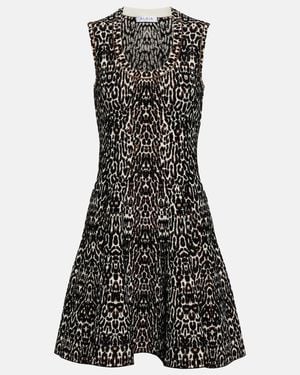 Alaïa Leopard-Print Jacquard Minidress - Black