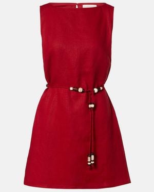 Faithfull the Brand Liu Belted Linen Minidress - Red