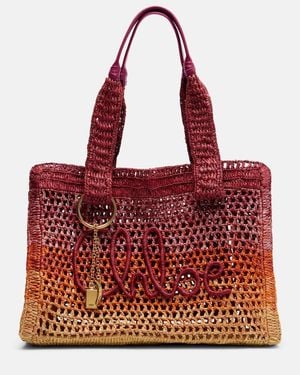 Chloé Bolso Summer Banana Medium De Rafia - Rojo