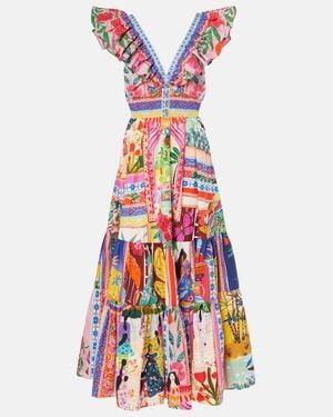 CAMILLA Tiered Dress With Neck Frill Roeqiyas Realm - White