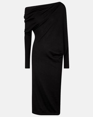 Tom Ford Cashmere And Silk Off-Shoulder Midi Dress - Black