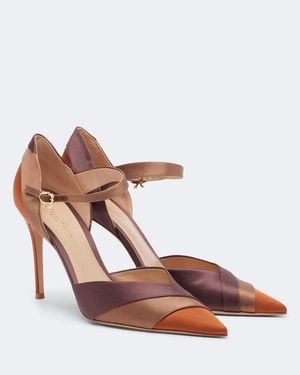 Gianvito Rossi Sofia D'Orsay Satin Court Shoes - Brown