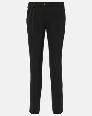 Dolce & Gabbana Low-Rise Wool-Blend Slim Trousers - Black