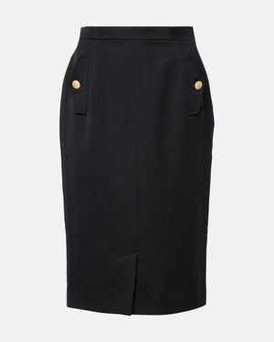 Alessandra Rich Virgin Wool Pencil Skirt - Black