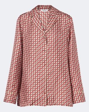 Max Mara Bedrucktes Pyjamahemd Aus Seidentwill - Rot