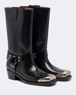 Paris Texas Roxy Leather Biker Boots - Black