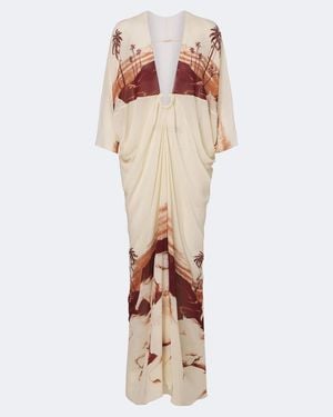Johanna Ortiz Printed Georgette Kaftan - Natural