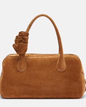 Magda Butrym Brigitte Small Floral-Applique Suede Tote Bag - Brown