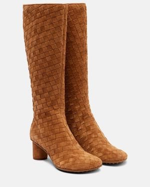 Bottega Veneta Atomic Intrecciato Suede Knee-High Boots - Brown