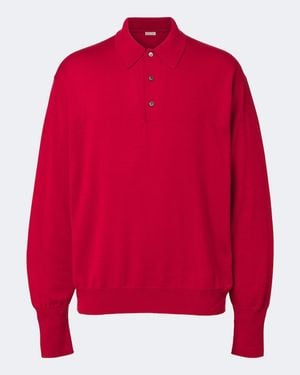 A.PRESSE Wool Polo Sweater - Red