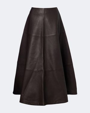 Altuzarra Varda Leather Midi Skirt - Black