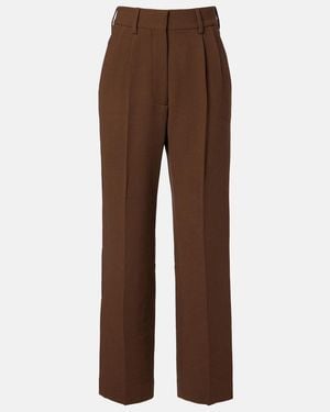 Blazé Milano Fox High-Rise Virgin Wool Crepe Wide-Leg Pants - Brown