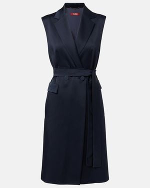 Max Mara Afgano Belted Satin Jacket - Blue
