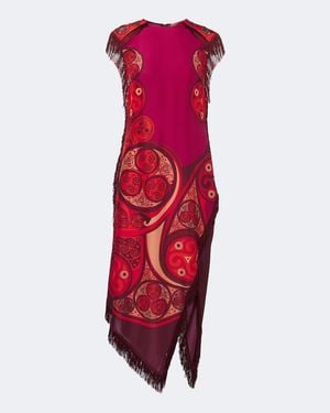 La DoubleJ Robe Midi Alchemy En Soie A Imprime - Rouge