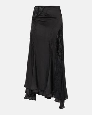Y. Project Lace-Trimmed Asymmetric Maxi Skirt - Black