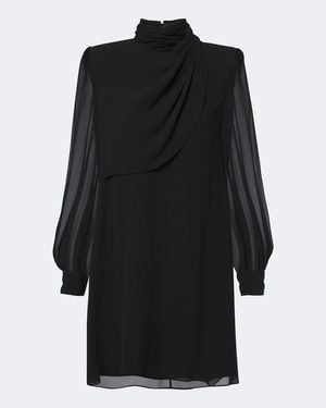 Valentino Draped Silk Georgette Minidress - Black