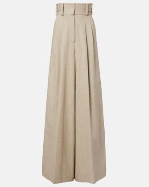 Elie Saab Hose Aus Leinen Und Baumwoll-Canvas - Natur