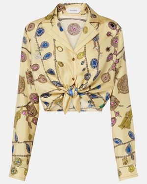Versace Printed Silk Twill Shirt - Metallic