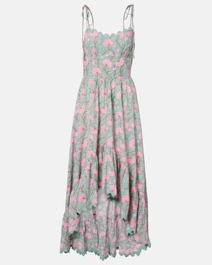 Juliet Dunn Floral Cotton Midi Dress - White