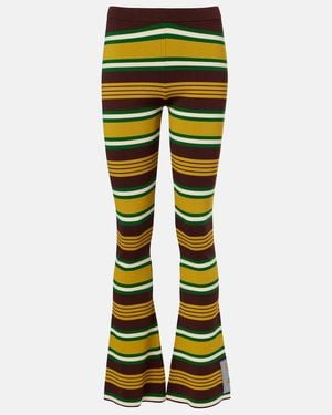 ALÉMAIS Clover Knitted Striped Flared Pants - Yellow