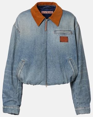 Acne Studios Okra Suede-Trimmed Denim Blouson Jacket - Blue