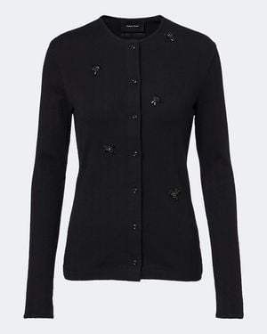 Simone Rocha Embellished Pointelle Cotton Cardigan - Black