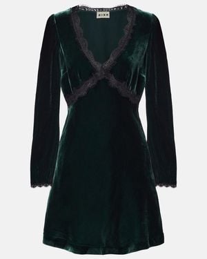 RIXO London Macie Lace-Trimmed Velvet Minidress - Black