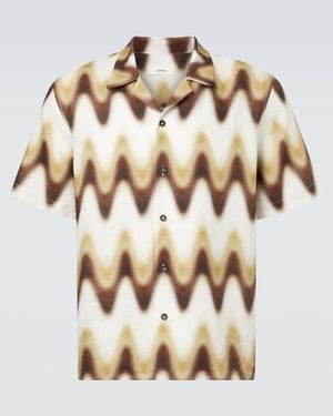 Commas Printed Linen Bowling Shirt - Metallic