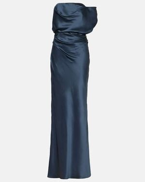 The Sei Draped Silk Satin Gown - Blue