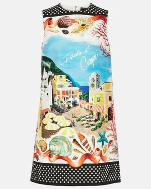 Dolce & Gabbana Capri Printed Cotton Minidress - Blue