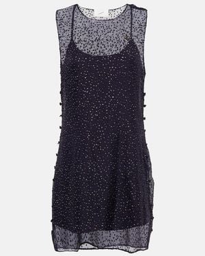 Coperni Embellished Sheer Silk Minidress - Blue