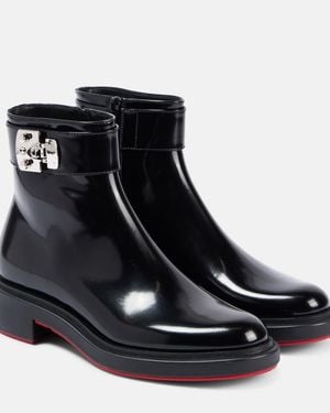 Christian Louboutin Urban Booty Lock Polished Leather Ankle Boots - Black