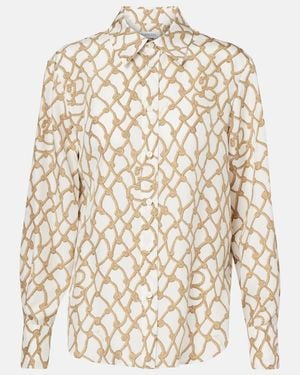 Burberry Printed Silk Shirt - Natural