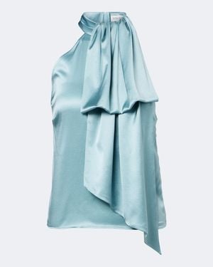 Nina Ricci Silk-Blend Satin Top - Blue