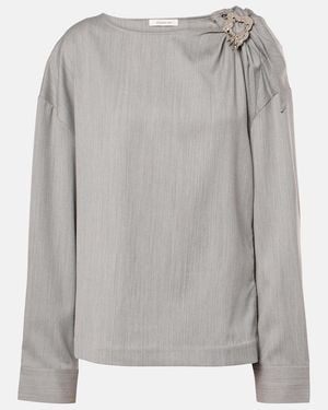 JACQUES WEI Blusa De Lana Adornada - Gris