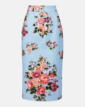 Dolce & Gabbana Falda Tubo De Algodon Floral - Azul
