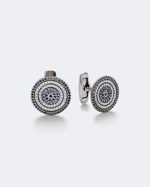 Sydney Evan 14Kt Embellished Cufflinks With Diamonds And Sapphires - White